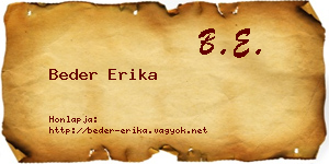 Beder Erika névjegykártya